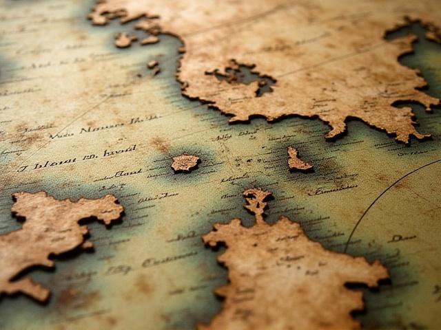 修復前の大航海時代の羊皮紙海図