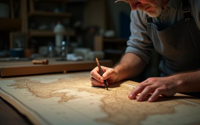 伝統的な地図修復技術と現代保存科学を組み合わせたワークショップの様子